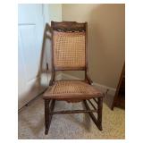 antique Victorian walnut and cane back and seat nursing rocking chair….. 18-1/2 x 17 x 34 tall overall