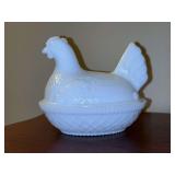 Vintage Imperial Glass Hen On Nest Milk Glass…..4-1/2” long x 3-3/4” tall