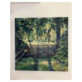 Signed Kay R. Wallace wrapped oil on canvas “Gates” Overgrown part of the artist’s “GATES” series…..20” square….original signature on back