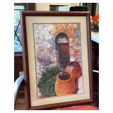 Signed Pat Traylor watercolor depicting garden door/courtyard scene…..16 x 21-1/4
