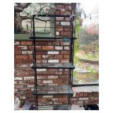 Black metal rack (used as plant stand) with glass shelving…. 24 x 10-1/4 x 70-1/2” tall