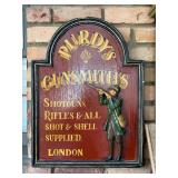 Vintage wood Purdy’s Gunsmith’s advertising sign….18 x 24