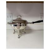 Beautiful Vintage Silver Plate Chafing Dish with Lid, Stand, Burner and Warming Tray