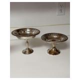 Grouping of (2) nice looking silver plate compotes….left is by F.B. Rogers (6-1/2”D x 5-1/2” tall) and right is by Reed & Barton (6-1/4”D x 4-1/4” tall