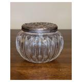 Antique Vanity Jar with sterling Lid (rim is bent)…..2-3/4” tall