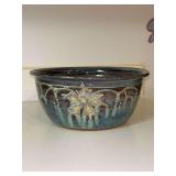 Uniquely designed glazed pottery bowl (signed Pelton on bottom)…..9-3/4”D x 4-1/4” tall