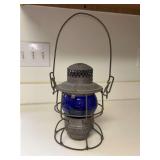 ADLAKE KEBO Railroad Lantern with cobalt blue globe