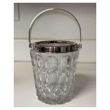 Vintage William Adams Italy Silverplate Crystal Ice Bucket…..5-1/2” tall