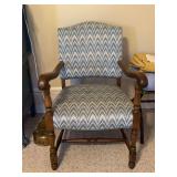 Louis XIII Style Oak Armchair with Upholstered Back and Seat…..23 x 20 deep x 34-1/2 tall