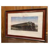 Framed print of a Pennsylvania Railroad (PRR) diesel locomotive number 5801, commonly known as a "Sharknose" locomotive…..29-1/2 x 20-1/2