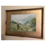 Beautifully framed/matted/signed print of the painting titled Sea View Cottage by the British artist Ernest Walbourn…..31 x 22