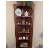 Vintage wood corner cabinet (CONTENTS NOT INCLUDED)…..24-1/2 across front x 64” tall