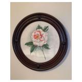 Vintage mahogany framed floral print by V. Hamilton…..18”D