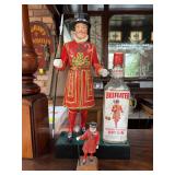 Rate Vintage (1940s/1950s) Beefeater Gin Bar Display with 2 handpainted statues…..display is 16-1/2” tall and small statue is 5” tall