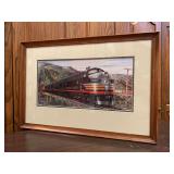 Framed /signed print of a Southern Pacific F7 diesel locomotive #6120…..28 x 19