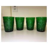 Set of (4) Vintage MCM Anchor Hocking Forest Green Sandwich Tumblers/Juice Glasses…..4” tall