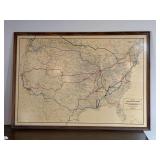 69 x 49 wood Map of Principal Railroads in United States, Southern Canada and Northern Mexico