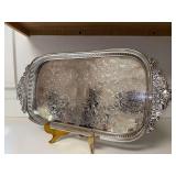 Baroque by Wallace oblong footed silverplate serving tray…..23-3/4 x 11-1/2 x 1-3/4 tall