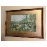 Beautifully framed/matted/signed print of the painting titled Gathering Bluebells by the British artist Ernest Walbourn…..31 x 22