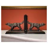 Pair of resin (bronze-look) setter dog bookends….6-3/4” long x 6-1/2” tall