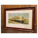 Framed print of St. Louis Southwestern Railway (SSW), also known as the "Cotton Belt Route," diesel locomotive, specifically unit #900 print….29-1/2 x 20-1/2
