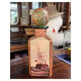 Vintage Italian leather-wrapped decanter…..10-1/2” tall