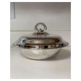 Unmarked Silver Plate 10” Lidded Vegetable/Serving Bowl in really good condition