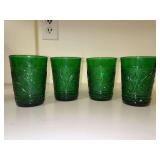 Set of (4) Vintage MCM Anchor Hocking Forest Green Sandwich Tumblers/Juice Glasses…..4” tall