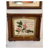 Beautifully framed cross stitch done by the seller…..15-1/4 x 12-3/4