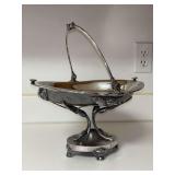 Vintage Simpson, Hall & Miller Treble Plate Centerpiece Bowl…..11 x 9-1/2 x 7-1/4 tall (not including handle