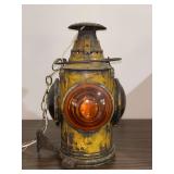 Vintage Dressel 4-way railroad switch lantern…..converted to electric hanging light and cord has a short…..great piece with cord