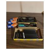 Grouping of various HO Gauge train cars, Z Gauge track and other miscellaneous train related items…..all in used condition