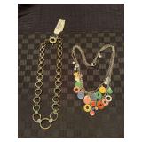 Grouping of 2 nice costume necklaces…..left is from Monet and right is unmarked multi-strand colored disk