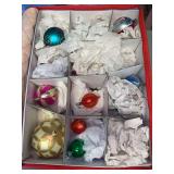 Quilted storage box of well loved and used ornaments