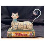 Cute Jim Shore Folk Art Patience Cat with Blue Bird on tail Figurine…..6-1/2 x 5-1/4