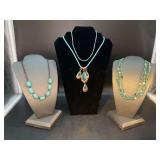 (4) turquoise colored necklaces