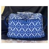 Vera Bradley Cobalt Tile Blue White Large Duffel Style Travel Luggage Tote Bag