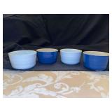 Set of 4 Le Creuset Stoneware Ramekins - Custard Cups…..2 are white and 2 are blue