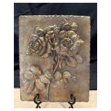 8-1/2 x 10-1/4 very nice slate-look floral wall decor