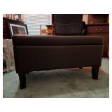 Chocolate brown faux leather storage bench…..32 x 16 x 17 tall overall
