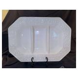 Ceramic Divided Serving Platter Dish, Made in Portugal…..16-3/4 x 12 x 2-1/2 tall