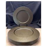 Set of (8) bronze-look metal chargers…..13”D
