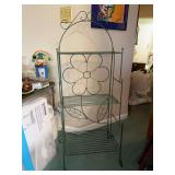 Green metal collapsible 3-tiered shelving unit…..20-1/4 x 14-1/4 x 52 tall