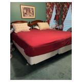 Very nice Link-Taylor colonial pine king size bed with headboard and Harbor Home Gold Collection mattresses…..LINENS ARE NOT INCLUDED