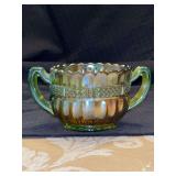 Northwood Carnival Green Glass Creamer in the "Lustre Flute" pattern…..3-1/2”D x 2-3/4” tall