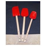 Set of (3) like new Le Creuset wooden handled spatulas
