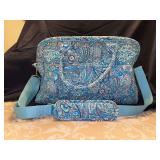 Vera Bradley Iconic Deluxe Weekender travel bag in the Daisy Dot Paisley cotton pattern with shoulder strap