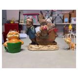 Adorable 1996 Cairns Gnome and Squirrel figurine…..6-3/4 long x 7” tall….also includes ENESCO Garfield ornament and cute cat & bird ornament