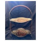 Vintage 2-tiered display stand for cakes, pies, fruit, etc……13 x 9 x 18-1/2 tall