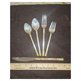 Vintage NIP Wallace Sterling 5-Piece Place Setting in the Golden Agean Weave Pattern...total wt 183.0 g NOT INCLUDING KNIFE w/STAINLESS STEEL BLADE...